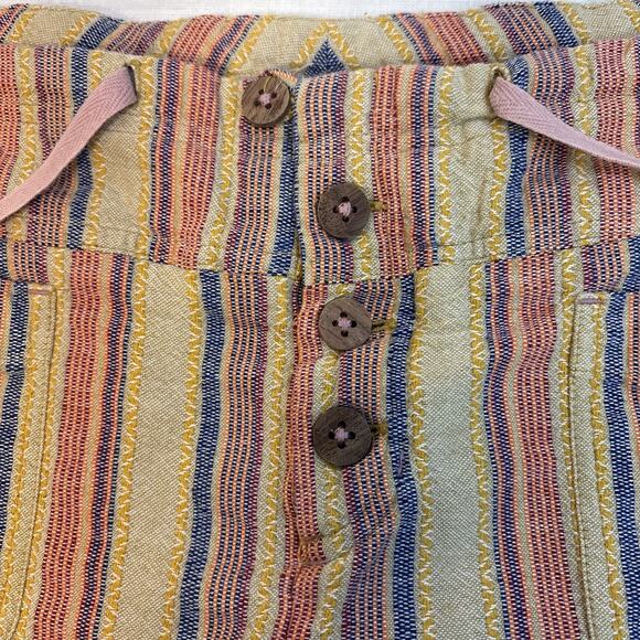 Sundance Rainbow Stripe Woven Shorts Boho Button Front Tie Waist Patch Pockets 8 - Picture 3 of 14